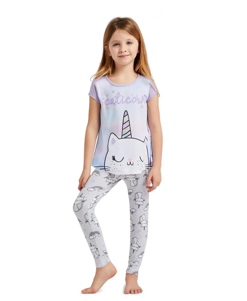 Child Girls 2-Piece Pajama Set Kids Sleepwear, Short Sleeve Top and Long Pants Pj