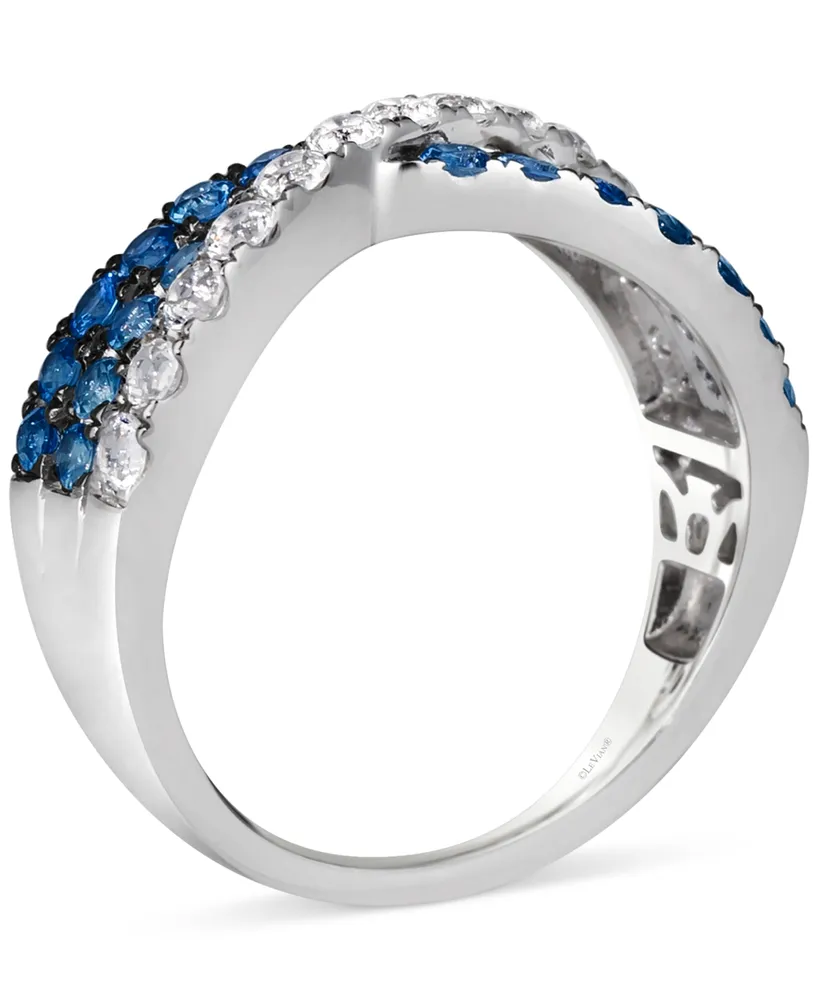 Le Vian Denim Ombre (3/4 ct. t.w.) & White Sapphire (5/8 ct. t.w.) Crossover Ring in 14k White Gold