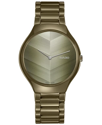 Rado Unisex Swiss True Thinline x Great Gardens of the World Olive Green High-Tech Ceramic Bracelet Watch 39mm