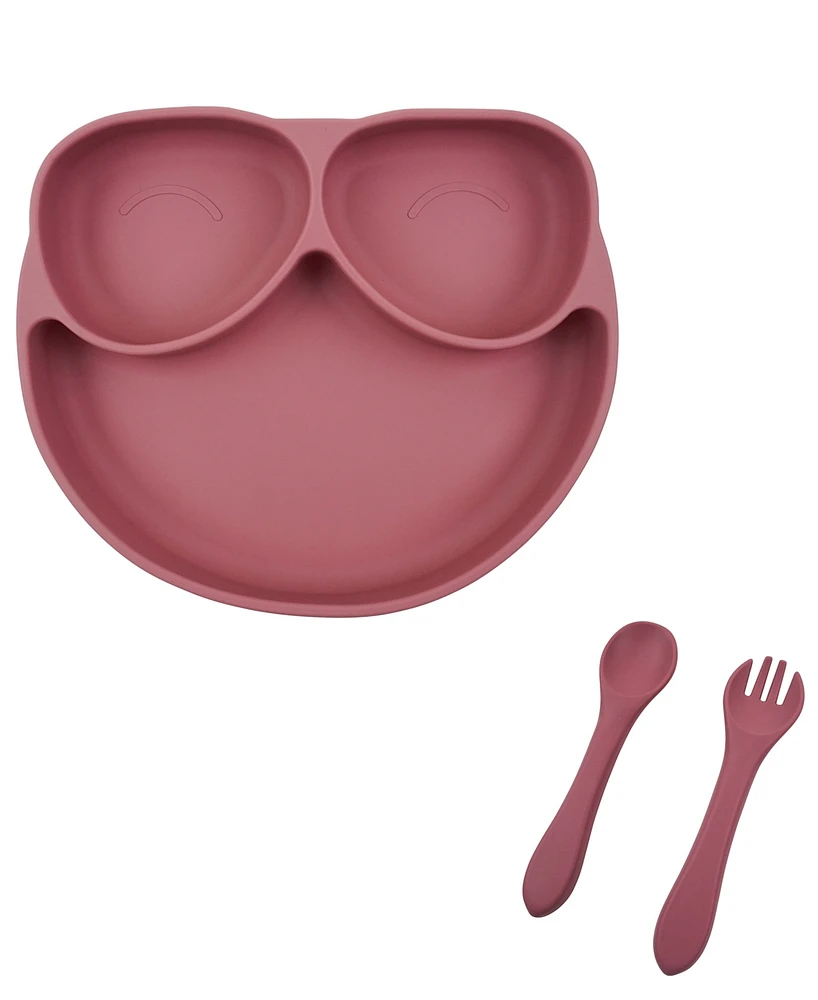 Tiny Teethers Designs Baby Girls Silicone Tableware, 3 Piece Set