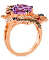 Le Vian Crazy Collection Multi-Gemstone (4-3/8 ct. t.w.) & Diamond (5/8 ct. t.w.) Swirl Flower Statement Ring in 14k Rose Gold