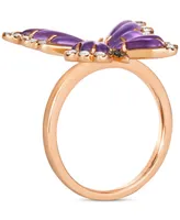 Le Vian Grape Amethyst (2-5/8 ct. t.w.) & Diamond (1/4 ct. t.w.) Butterfly Statement Ring in 14k Rose Gold