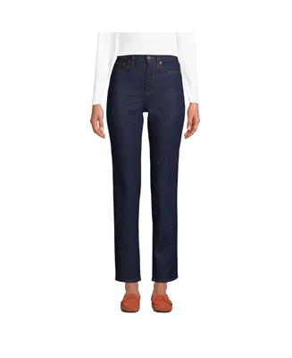 Lands' End Women's Tall Recover High Rise Straight Leg Ankle Blue Jeans