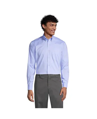 Lands' End Men's School Uniform Long Sleeve No Iron Pinpoint Dress Shirt
