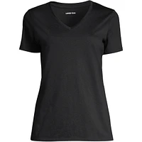 Lands' End Women's Relaxed Supima Cotton Short Sleeve V-Neck T-Shirt