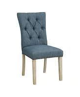 Preston Dining Chair 2-Pack with Antique-like Bronze Nailheads and Brushed Legs Fabric
