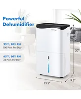 Costway 100-Pint Dehumidifier for Home & Basements w/ Smart App& Alexa Control