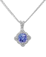 Tanzanite (3/4 ct. t.w.) & Diamond (1/8 ct. t.w.) Pendant Necklace in 14K White Gold, 16" + 2" extender