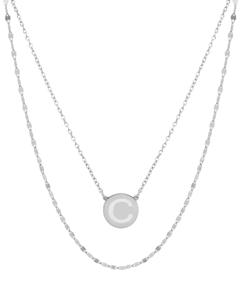 Initial Disc Layered Pendant Necklace in Sterling Silver, Created for Macy's