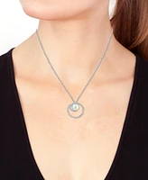 Effy Freshwater Pearl (8-1/2mm) & Diamond (1/3 ct. t.w.) Swirling Circle 18" Pendant Necklace in Sterling Silver