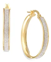 Italian Gold Glitter Hoop Earrings in 14k Gold (20mm)