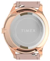 Timex Women's Quartz Analog Easy Reader Leather Pink Watch 32mm