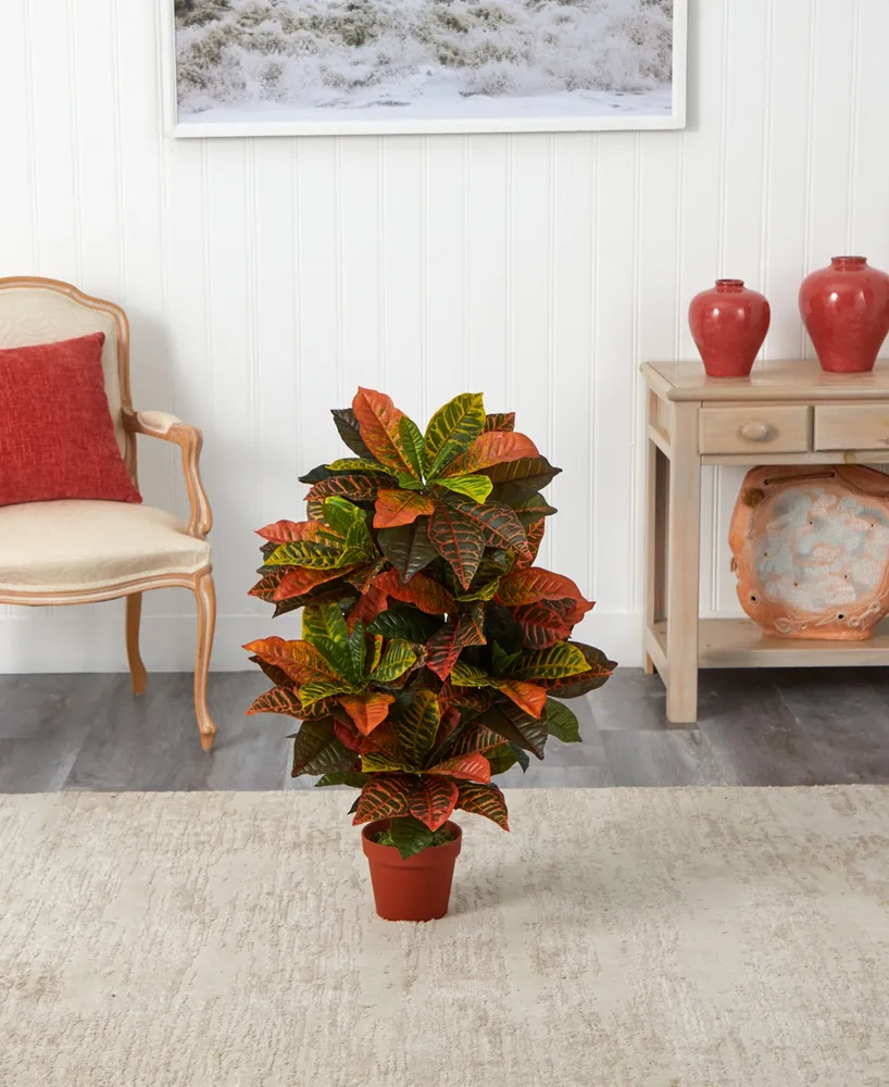 Nearly Natural 39" Croton Artificial Plant (Real Touch)