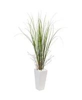 Nearly Natural Artificial Grass Plant in White Tower Ceramic