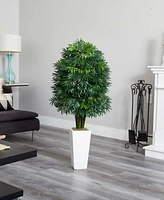 Nearly Natural 49" Mini Artificial Pam Tree in White Tower Planter