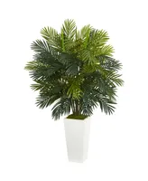 Nearly Natural 45" Areca Palm Artificial Plant in White Tower Planter