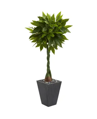 Nearly Natural 5' Money Artificial Tree in Slate Planter - Real Touch