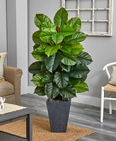 Nearly Natural 5' Large Leaf Philodendron Artificial Plant in Slate Planter - Real Touch