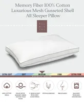 Memory Fiber Pillow 100% Cotton Luxurious Mesh Gusseted Shell All Sleeper Pillow