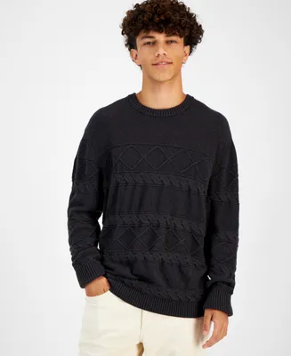 Sun + Stone Men's Cable-Knit Crewneck Sweater, Created for Macy's