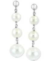 Effy Multicolor Freshwater Pearl (6 - 81/2mm) Graduated Drop Earrings Sterling Silver (Also available Pearl)