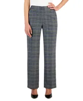 Kasper Petite Glen Plaid Pull-On Elastic-Back Pants