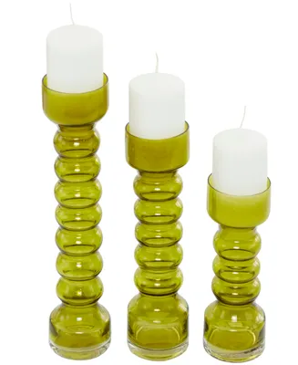 Novogratz Collection Glass Bubble Pillar Candle Holder, Set of 3