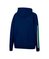 Women's Colosseum Navy Notre Dame Fighting Irish Serena Oversized Sleeve Striping Pullover Hoodie