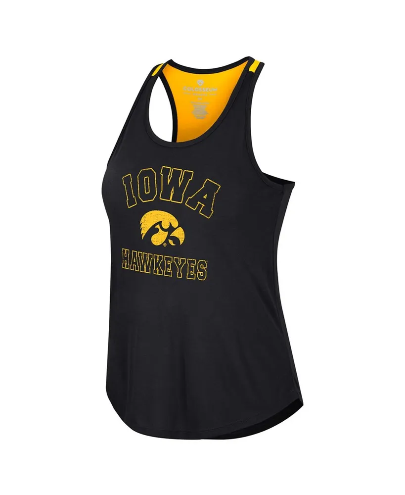 Women's Colosseum Black Iowa Hawkeyes 10 Days Racerback Scoop Neck Tank Top