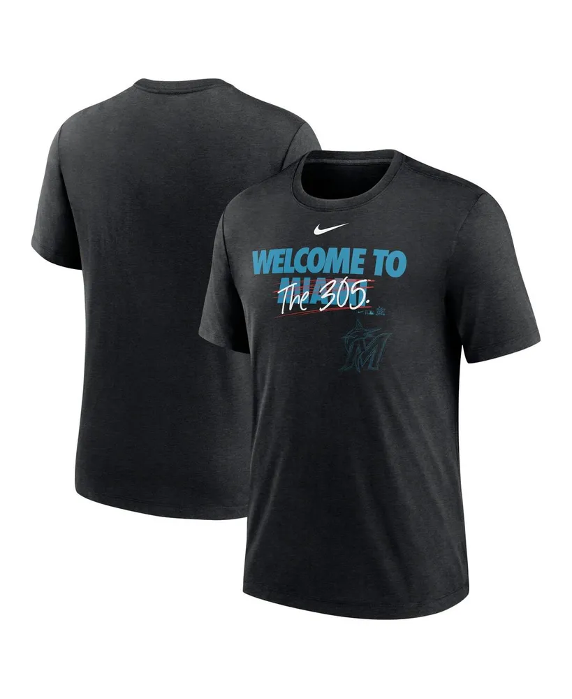 Men's Nike Heather Black Miami Marlins Home Spin Tri-Blend T-shirt