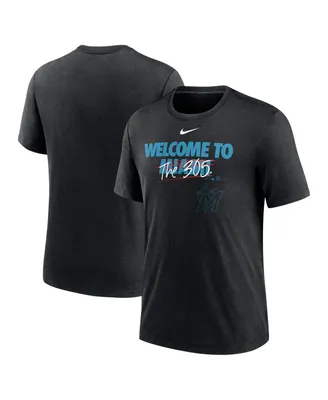 Men's Nike Heather Black Miami Marlins Home Spin Tri-Blend T-shirt