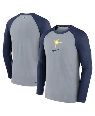 Men's Nike Gray Tampa Bay Rays Authentic Collection Game Raglan Performance Long Sleeve T-shirt