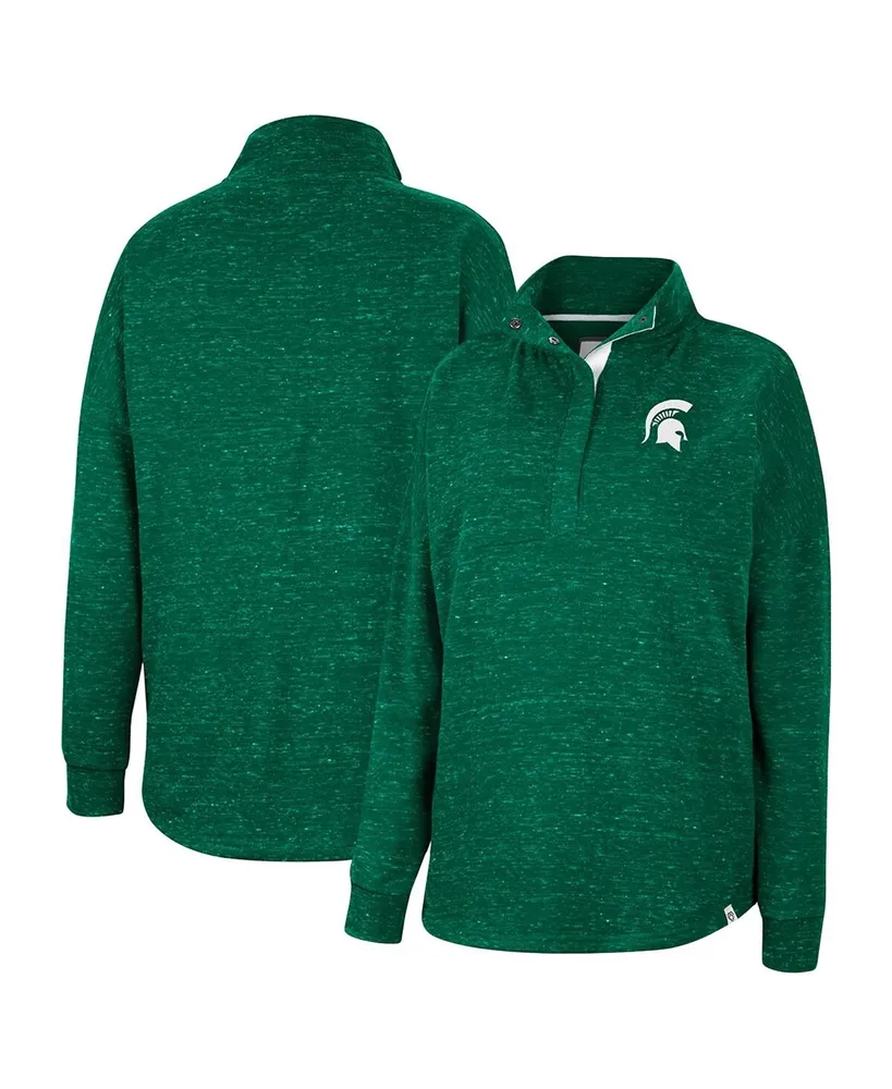 Women's Colosseum Green Michigan State Spartans Natalie Speckled Quarter-Snap Top