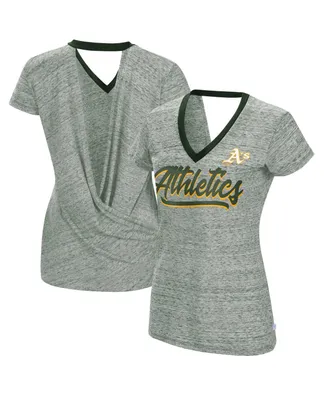 Women's Touch Green Oakland Athletics Halftime Back Wrap Top V-Neck T-shirt