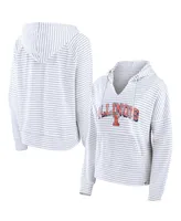 Women's Fanatics White Illinois Fighting Illini Striped Notch Neck Pullover Hoodie