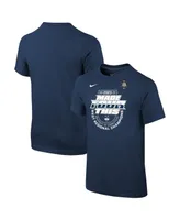 Big Boys and Girls Nike Navy UConn Huskies 2023 Ncaa Men's Basketball Tournament March Madness Final Four Regional Champions Locker Room T-shirt