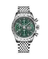 Alexander Men's Megalos Silver-tone Stainless Steel , Green Dial , 51mm Round Watch