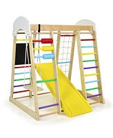 Costway Indoor Playground Climbing Gym Kids Wooden 8 in 1 Climber Playset for Children