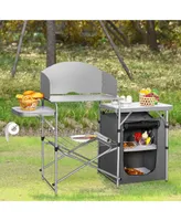 Costway Foldable Camping Table Outdoor Bbq Portable Grilling Stand