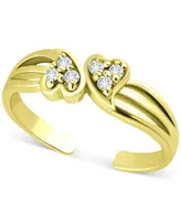 Giani Bernini Cubic Zirconia Double Heart Toe Ring, Created for Macy's