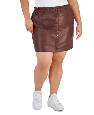 Full Circle Trends Trendy Plus Size Faux-Leather Skirt
