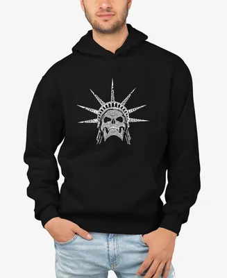 La Pop Art Men's Freedom Skull Word Long Sleeve Hooded Sweatshirt