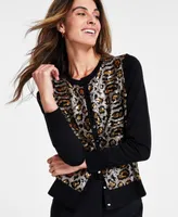 Jm Collection Women's Leopard Sequin Party Cardigan Sweater, Created for Macy's