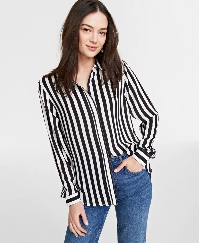 On 34th Women's Button-Front Crepe Shirt