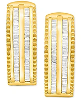 Diamond Baguette Hoop Earrings (1/2 ct. t.w.) Sterling Silver or 14K Gold-Plated