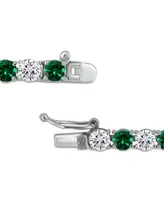 Cubic Zirconia Green Tennis Bracelet Sterling Silver