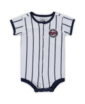 Newborn Boys and Girls White, Navy Minnesota Twins Power Hitter Short Sleeve Bodysuit