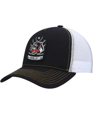 Men's Hurley Black, White Wild Things Trucker Snapback Hat