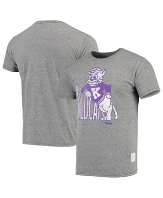 Men's Original Retro Brand Heathered Gray Kansas State Wildcats Vintage-Inspired Logo Tri-Blend T-shirt