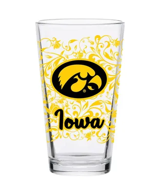 Iowa Hawkeyes 16 Oz Floral Pint Glass